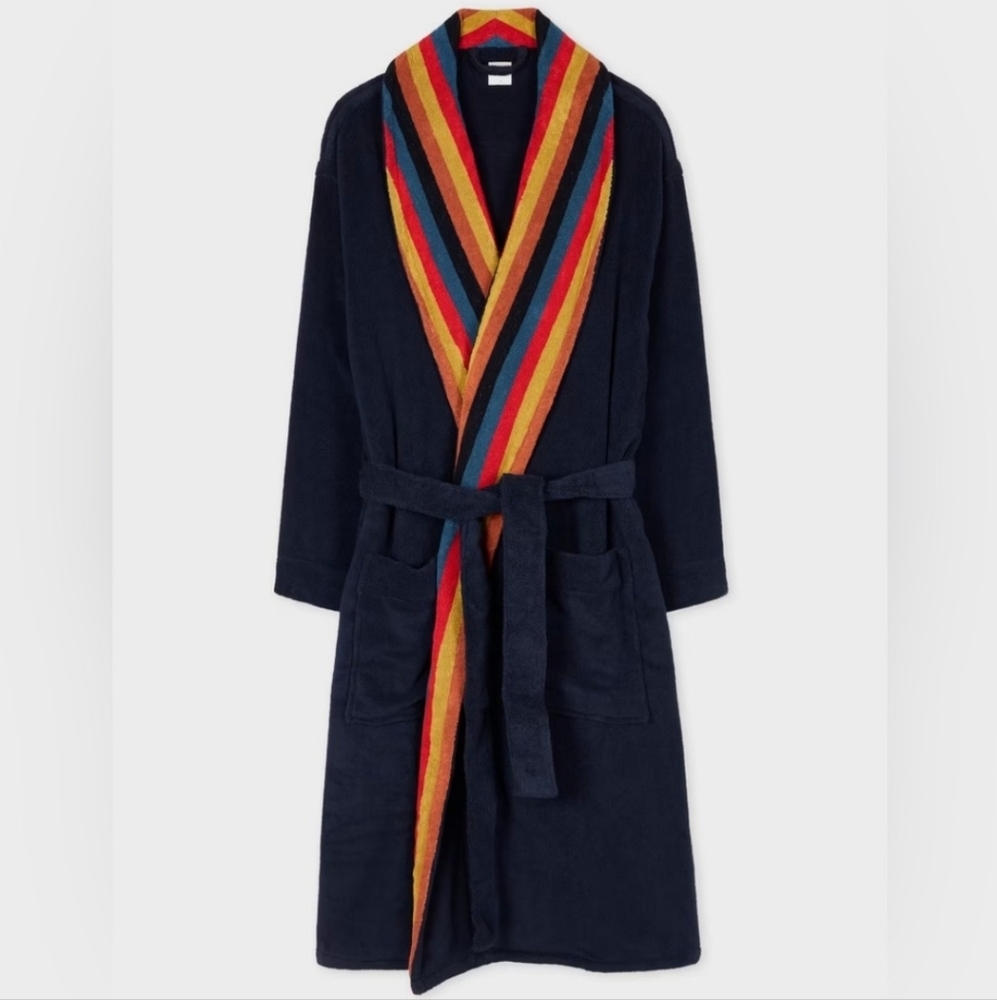 Paul Smith Navy Robe with Multicolor Collar - Picture 2 of 8